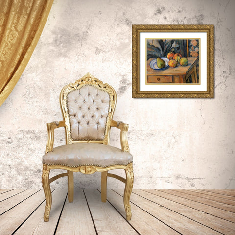 The Large Pear Gold Ornate Wood Framed Art Print with Double Matting by Cezanne, Paul