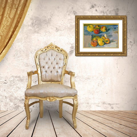 Apples Gold Ornate Wood Framed Art Print with Double Matting by Cezanne, Paul