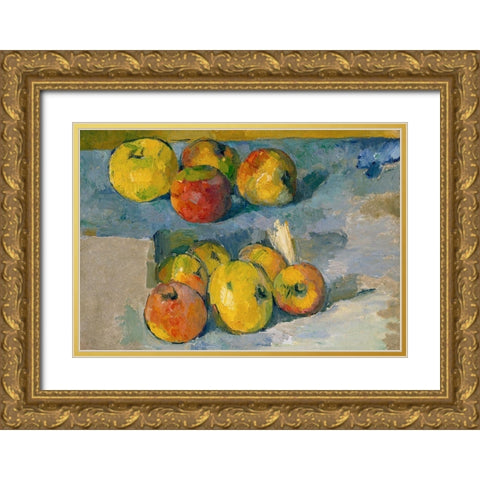 Apples Gold Ornate Wood Framed Art Print with Double Matting by Cezanne, Paul