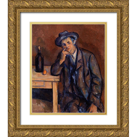 The Drinker Gold Ornate Wood Framed Art Print with Double Matting by Cezanne, Paul