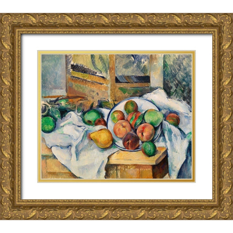 A Table CornerÂ  Gold Ornate Wood Framed Art Print with Double Matting by Cezanne, Paul