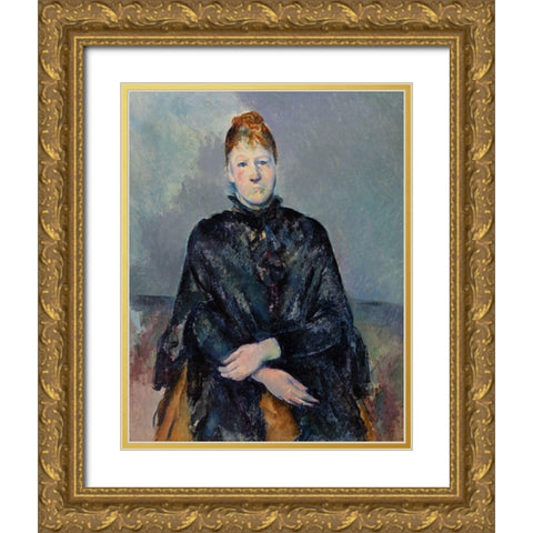 Madame CÃ©zanne Gold Ornate Wood Framed Art Print with Double Matting by Cezanne, Paul