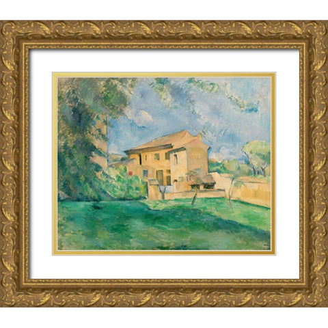 The Farm at the Jas de Bouffan Gold Ornate Wood Framed Art Print with Double Matting by Cezanne, Paul