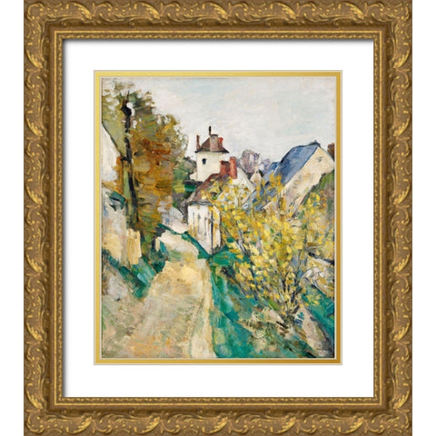 The House of Dr. Gachet in Auvers-sur-Oise Gold Ornate Wood Framed Art Print with Double Matting by Cezanne, Paul