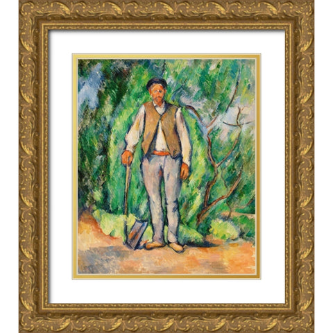 Gardener Gold Ornate Wood Framed Art Print with Double Matting by Cezanne, Paul