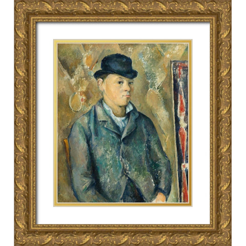 The Artists Son, Paul Gold Ornate Wood Framed Art Print with Double Matting by Cezanne, Paul
