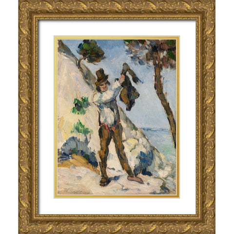 Man with a Vest Gold Ornate Wood Framed Art Print with Double Matting by Cezanne, Paul
