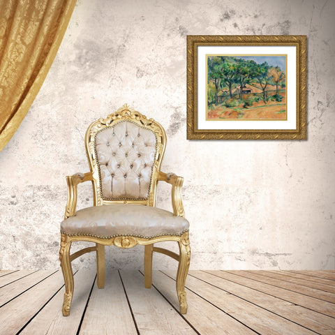 House in Provence Gold Ornate Wood Framed Art Print with Double Matting by Cezanne, Paul