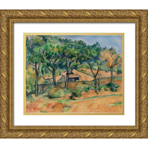 House in Provence Gold Ornate Wood Framed Art Print with Double Matting by Cezanne, Paul