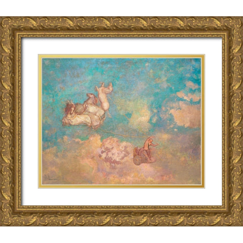 The Chariot of Apollo Gold Ornate Wood Framed Art Print with Double Matting by Redon, Odilon