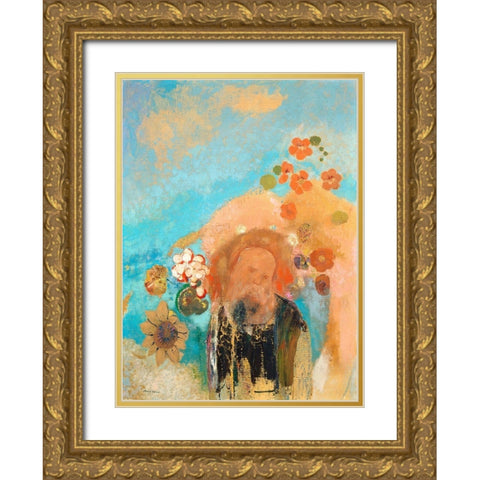 Evocation of Roussel Gold Ornate Wood Framed Art Print with Double Matting by Redon, Odilon