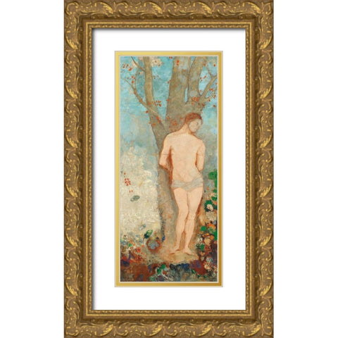 Saint Sebastian Gold Ornate Wood Framed Art Print with Double Matting by Redon, Odilon