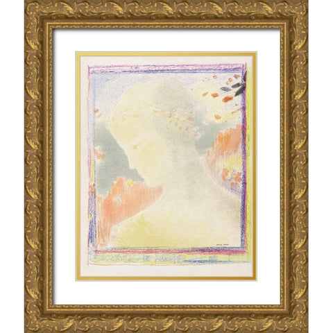 Beatrice Gold Ornate Wood Framed Art Print with Double Matting by Redon, Odilon