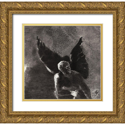 Glory and Praise To You, Satan, In the Heights of Heaven, Where You Reigned, and in the Depths of He Gold Ornate Wood Framed Art Print with Double Matting by Redon, Odilon