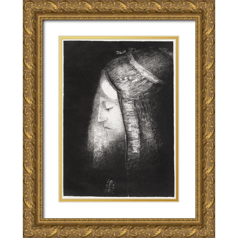 Profile of Light Gold Ornate Wood Framed Art Print with Double Matting by Redon, Odilon