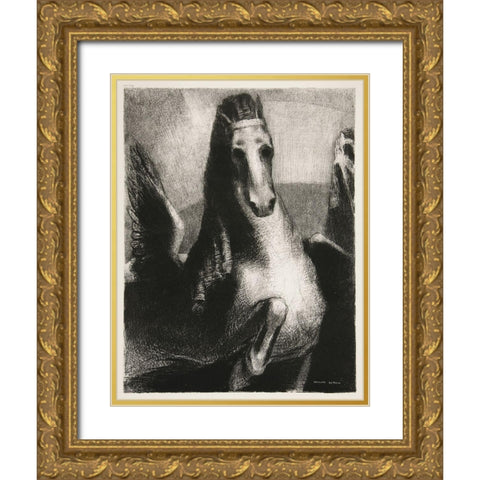 The Wing Gold Ornate Wood Framed Art Print with Double Matting by Redon, Odilon
