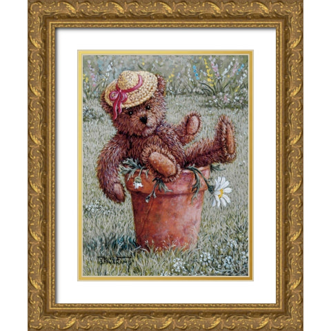 Bear With Hat Gold Ornate Wood Framed Art Print with Double Matting by Kruskamp, Janet