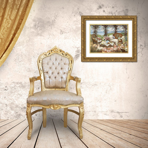 Afternoon Tea Gold Ornate Wood Framed Art Print with Double Matting by Kruskamp, Janet