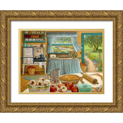 Apple Pie Harvest Gold Ornate Wood Framed Art Print with Double Matting by Kruskamp, Janet