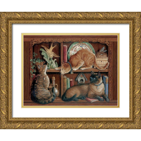 The Birdwatchers Gold Ornate Wood Framed Art Print with Double Matting by Kruskamp, Janet