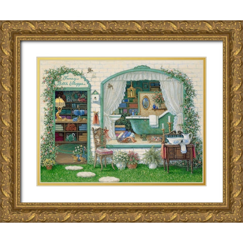 Fancy Bath Shoppe Gold Ornate Wood Framed Art Print with Double Matting by Kruskamp, Janet