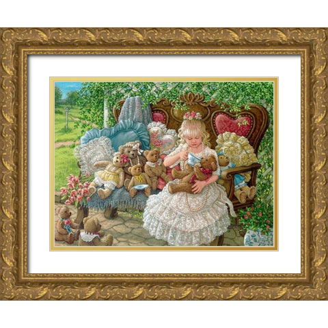 Hollys Bears Gold Ornate Wood Framed Art Print with Double Matting by Kruskamp, Janet