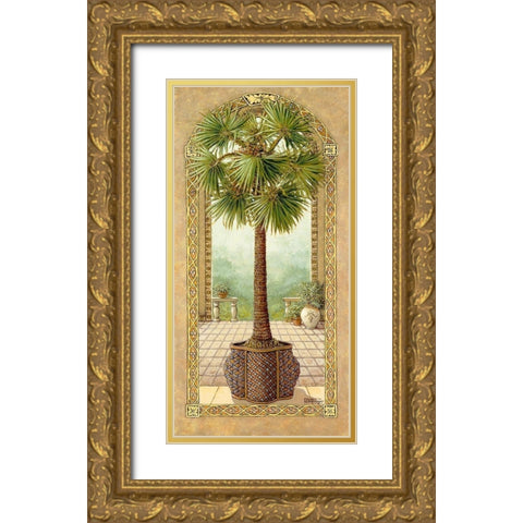 Palm Tree in Basket II Gold Ornate Wood Framed Art Print with Double Matting by Kruskamp, Janet