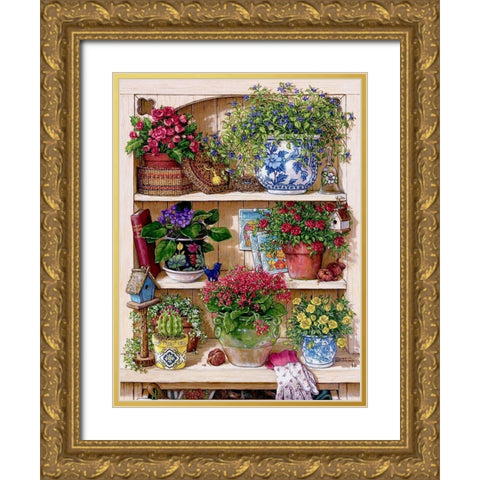 Flower Cupboard Gold Ornate Wood Framed Art Print with Double Matting by Kruskamp, Janet