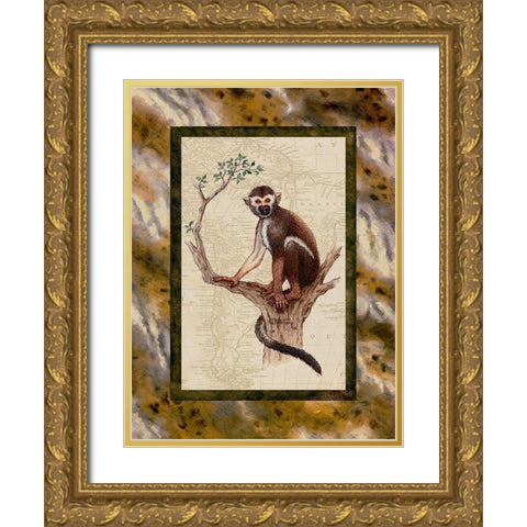 Squirrel Monkey Gold Ornate Wood Framed Art Print with Double Matting by Kruskamp, Janet