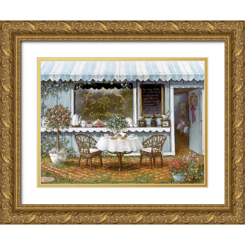 Morning Glory Coffee Shop Gold Ornate Wood Framed Art Print with Double Matting by Kruskamp, Janet