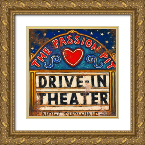 Drive In Theater Gold Ornate Wood Framed Art Print with Double Matting by Kruskamp, Janet