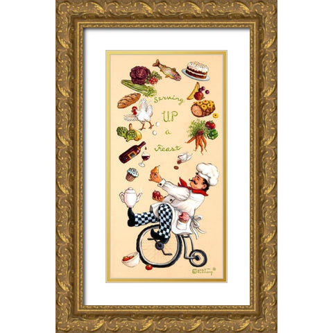 Serving Up A Feast Gold Ornate Wood Framed Art Print with Double Matting by Kruskamp, Janet