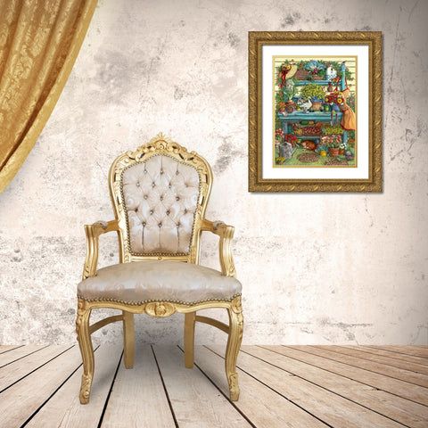 Welcome to Spring Gold Ornate Wood Framed Art Print with Double Matting by Kruskamp, Janet