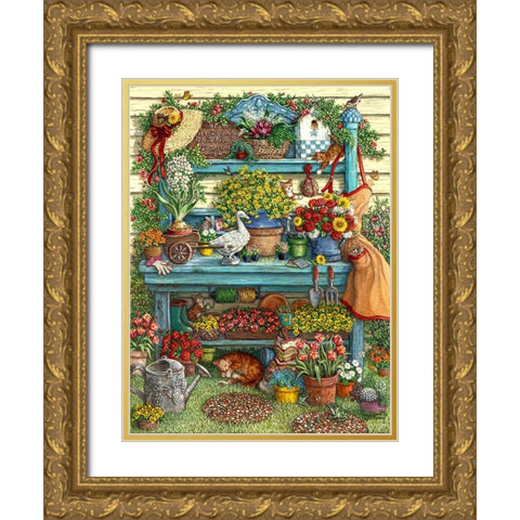 Welcome to Spring Gold Ornate Wood Framed Art Print with Double Matting by Kruskamp, Janet