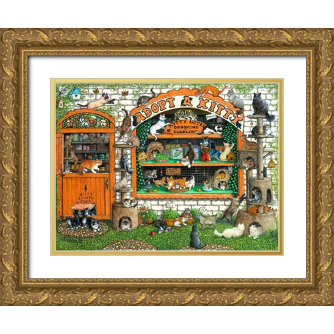 Adopt-a-Kitty Gold Ornate Wood Framed Art Print with Double Matting by Kruskamp, Janet