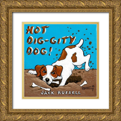 Hot Dig-Gity Dog Gold Ornate Wood Framed Art Print with Double Matting by Kruskamp, Janet