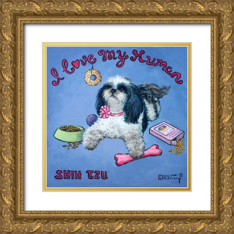 I Love My Human Gold Ornate Wood Framed Art Print with Double Matting by Kruskamp, Janet