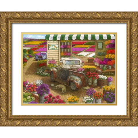 Field to Vase Gold Ornate Wood Framed Art Print with Double Matting by Kruskamp, Janet