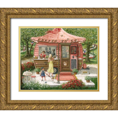 Coffee To Go Gold Ornate Wood Framed Art Print with Double Matting by Kruskamp, Janet