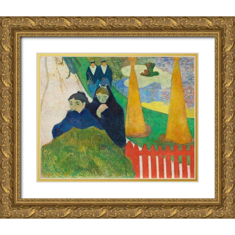 Arlesiennes Gold Ornate Wood Framed Art Print with Double Matting by Gauguin, Paul