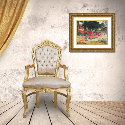 Whispered Words Gold Ornate Wood Framed Art Print with Double Matting by Gauguin, Paul