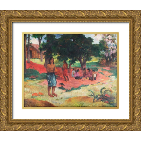 Whispered Words Gold Ornate Wood Framed Art Print with Double Matting by Gauguin, Paul