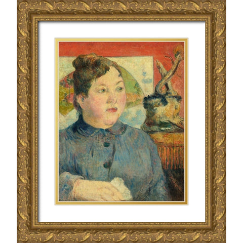 Madame Alexandre Kohler Gold Ornate Wood Framed Art Print with Double Matting by Gauguin, Paul