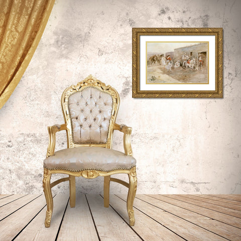 Casa Alegre Gold Ornate Wood Framed Art Print with Double Matting by Russell, Charles Marion