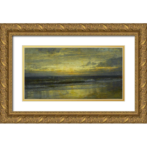 Marine 1897 Gold Ornate Wood Framed Art Print with Double Matting by Richards, William Trost