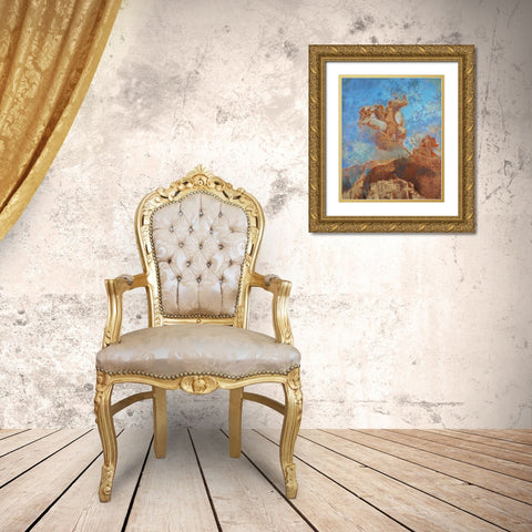 The Chariot of Apollo Gold Ornate Wood Framed Art Print with Double Matting by Redon, Odilon
