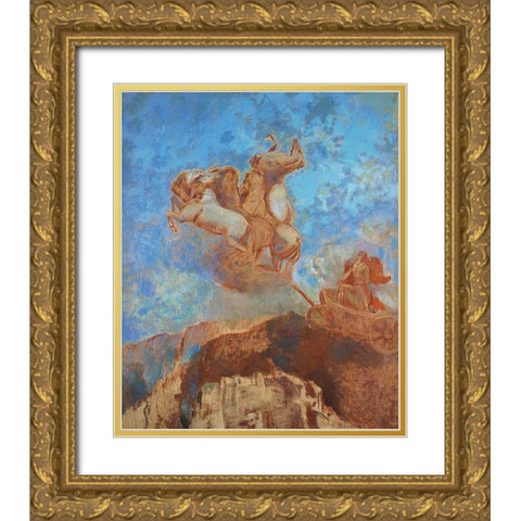 The Chariot of Apollo Gold Ornate Wood Framed Art Print with Double Matting by Redon, Odilon