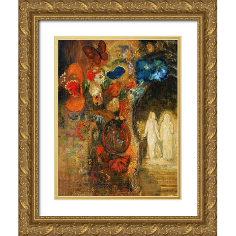 Apparition, 1905â€“1910 Gold Ornate Wood Framed Art Print with Double Matting by Redon, Odilon