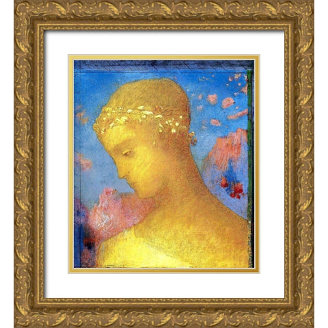 Beatrice Gold Gold Ornate Wood Framed Art Print with Double Matting by Redon, Odilon