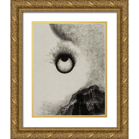 Everywhere eyeballs are aflame Gold Ornate Wood Framed Art Print with Double Matting by Redon, Odilon
